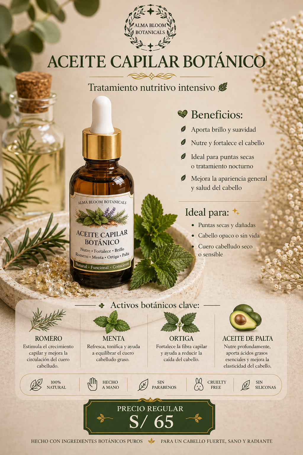 Elixir Capilar Nutritivo – Romero, Ortiga & Menta